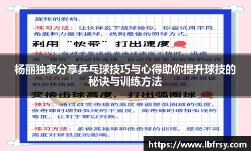 杨丽独家分享乒乓球技巧与心得助你提升球技的秘诀与训练方法