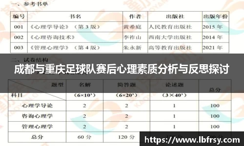 成都与重庆足球队赛后心理素质分析与反思探讨